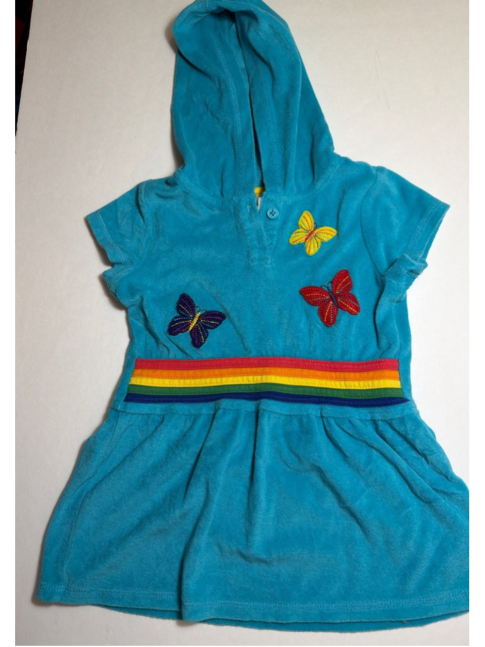 Girls Hanna Andersson Terry Toweling Hooded Swimsuit Cover Up Dress Size 2T